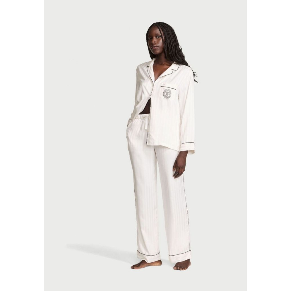 VICTORIA'S SECRET WHITE SET LONG PYJAMAS PAJAMAS  BAJU TIDUR SET PANJANG