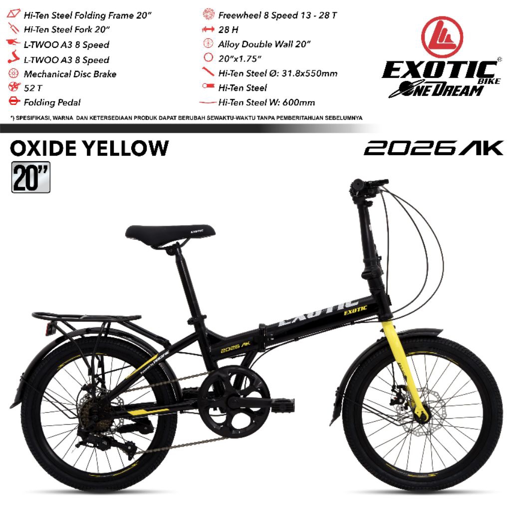 Sepeda Lipat 20 inc 2026 AK 8speed Exotic Foldingbike