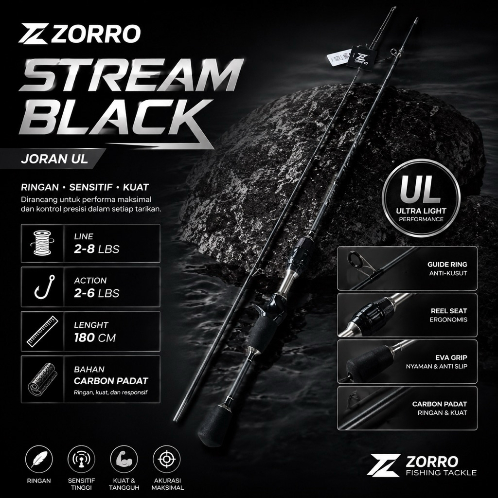 joran UL fuji zorro stream black solid carbon