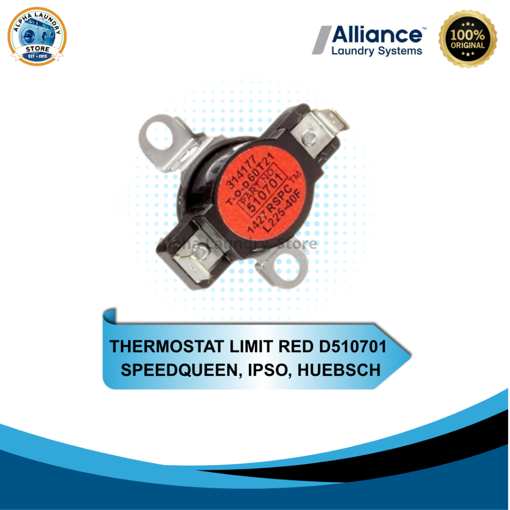 Thermostat Limit Red Original untuk Dryer SpeedQueen IPSO Huebch Unimac