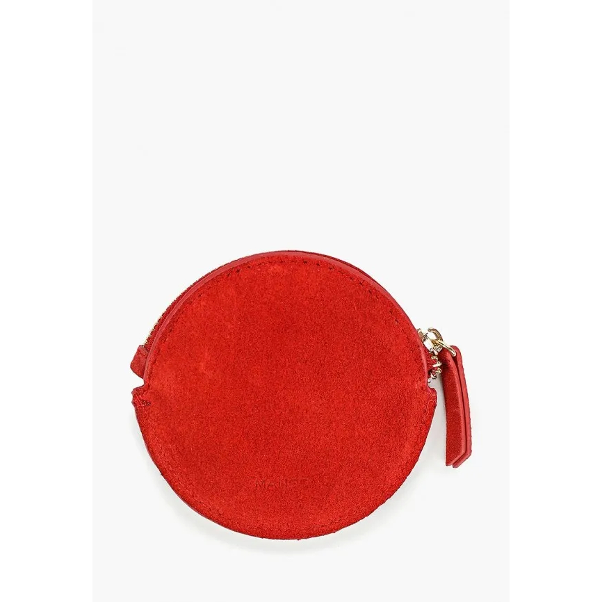 Mango round red leather coin purse