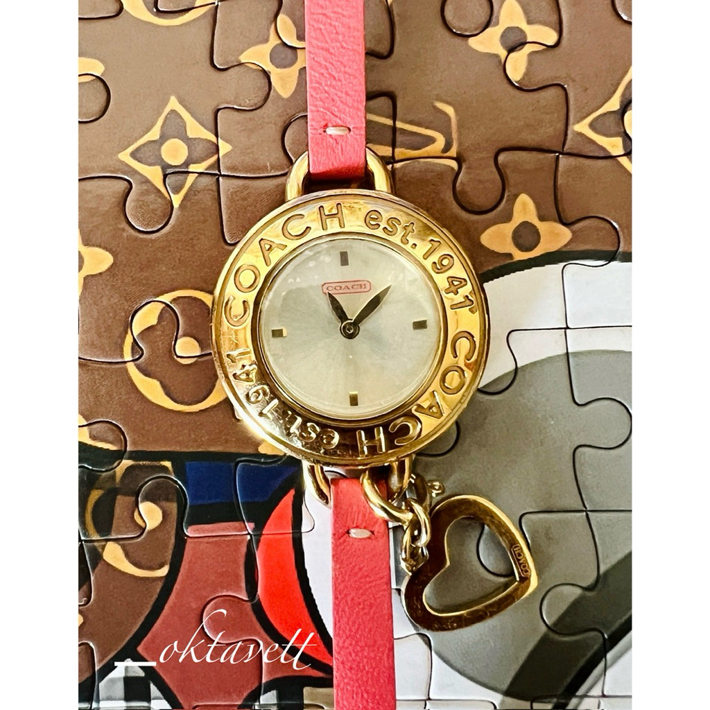 Coach pink charm watch jam tangan coach