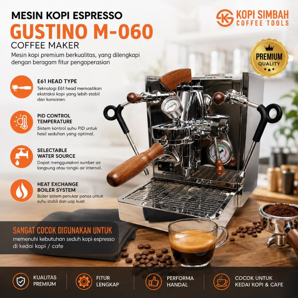 Mesin Kopi Espresso GUSTINO M060 Coffee Maker Espresso Machine Alat Pembuat Kopi