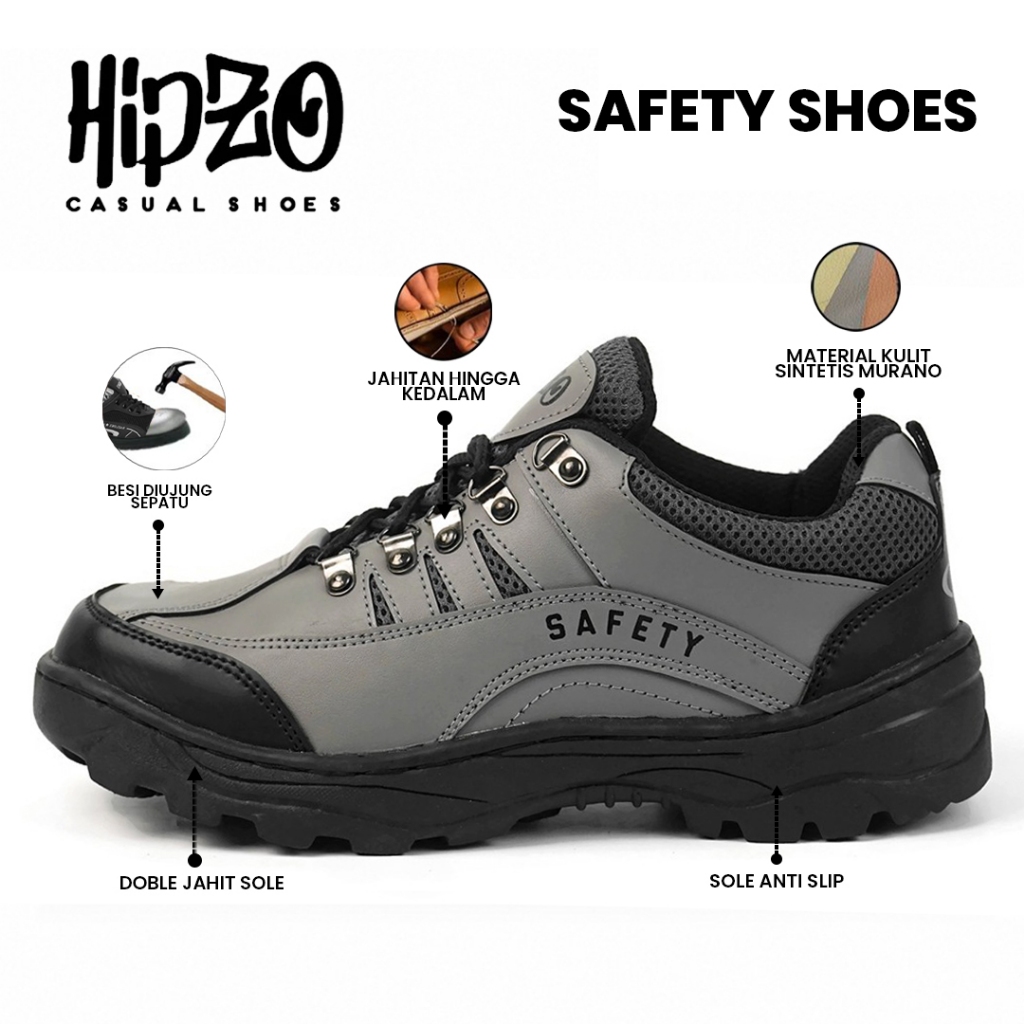 Sepatu Safety Pria Wanita HIPZO Sneakers Sport Cowok Bergaransi Kerja Proyek Tambang Pabrik M61