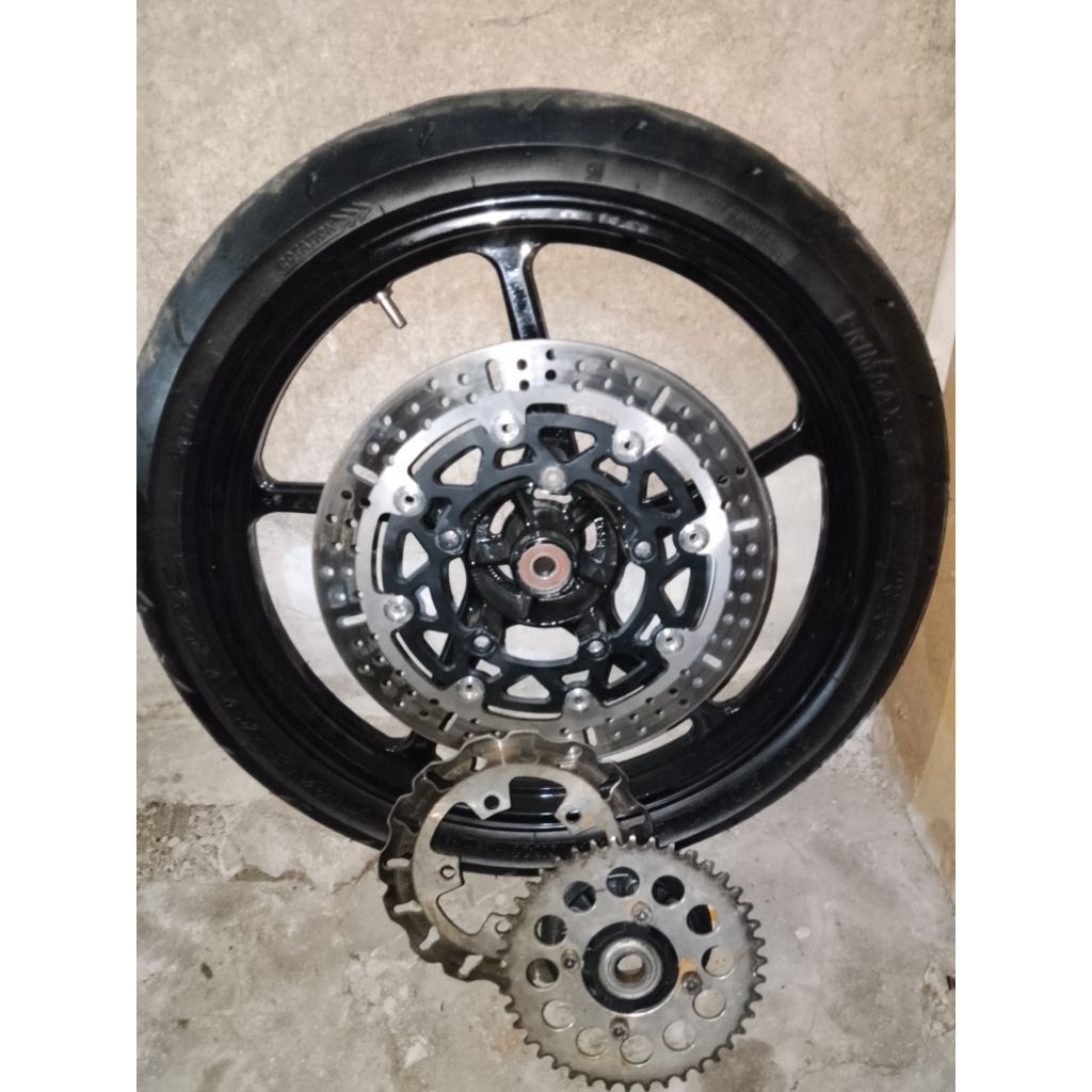 velg CNC Vrossi repaint black xirallic green set ban dan piringan