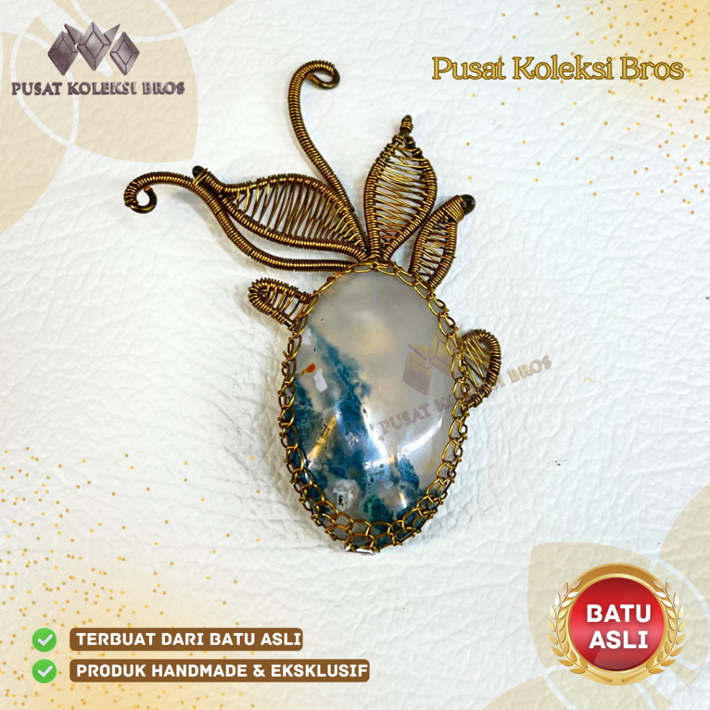 pasaran.  Bros Hijab Wire 100% Batu Alam Premium - Antique Brass Eksklusif Handmade-Aksesoris Kebaya