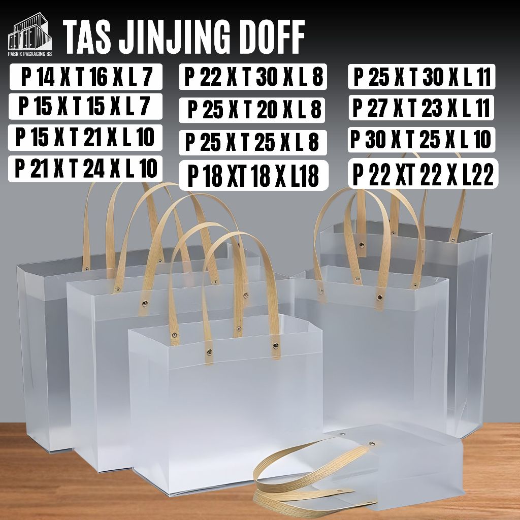 Tas Hampers Mika Doff Transparan PP | Goodie Bag Tenteng Polos Doff