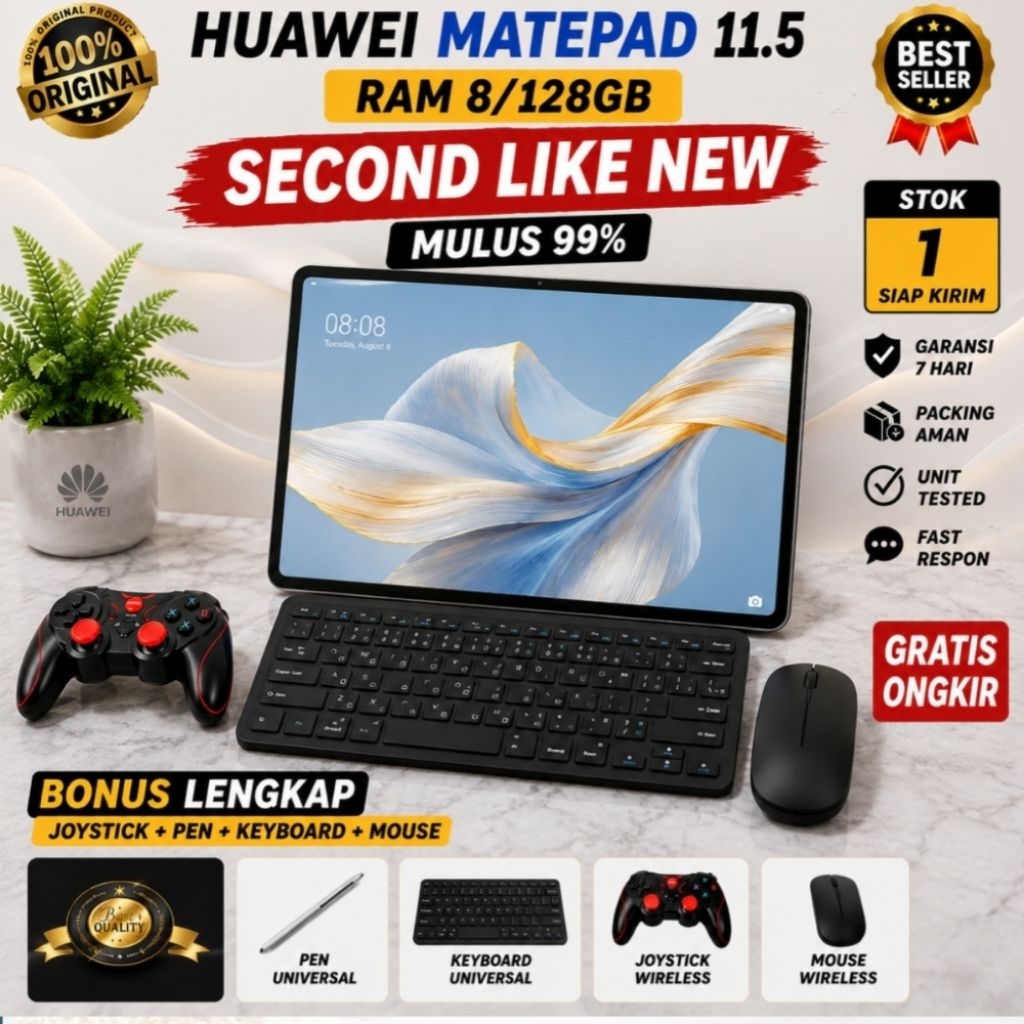 Huawei MatePad 11.5 RAM 8/128GB Second Like New Bonus Keyboard Pen Mouse Joystick Tablet Kuliah Kerj