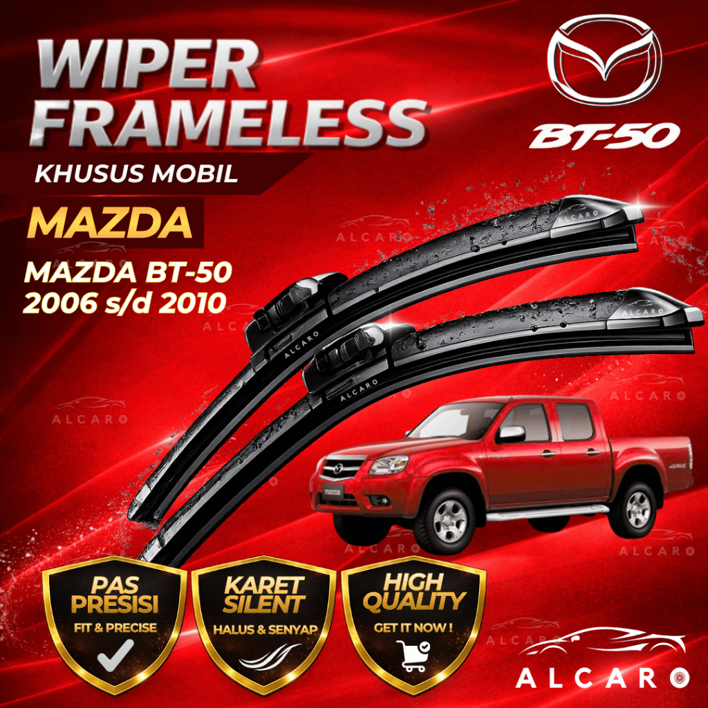 Alcaro Wiper Frameless MAZDA BT-50 2006 s/d 2010 Original Premium - Sapu Kaca MAZDA BT-50 - Wiper MA