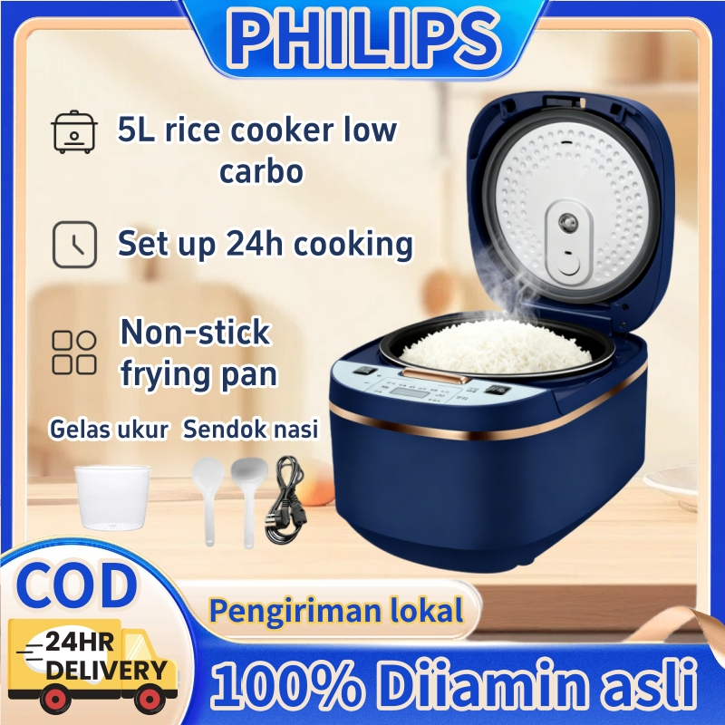 PHILIPS 5L Rice Cooker Magic Com FPenanak Nasi Sehat Multifungsi low carbo