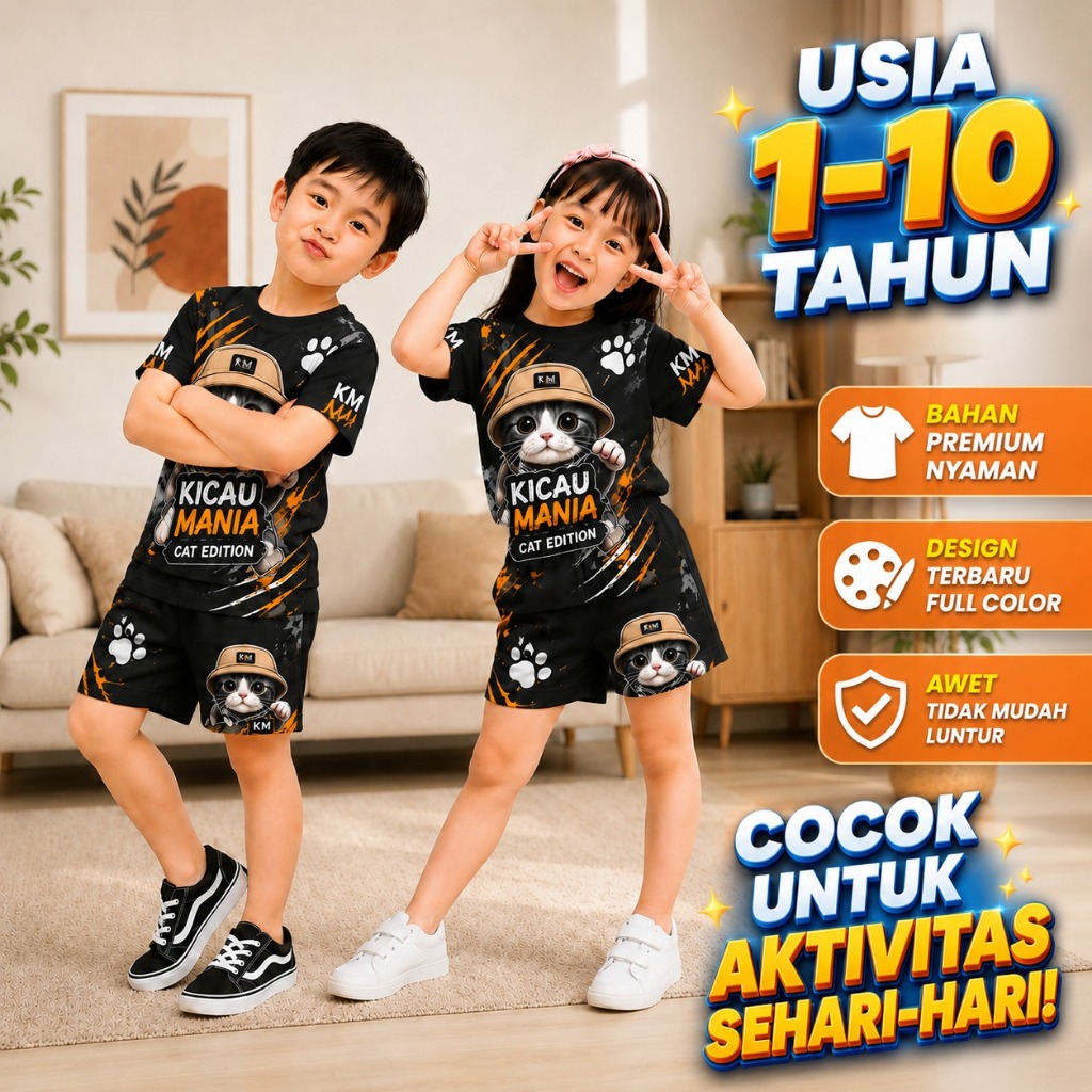 bajua anak laki prempuan oneset anak Setelan anak laki laki dan perempuan usia 1 - 10 tahun bahan ad