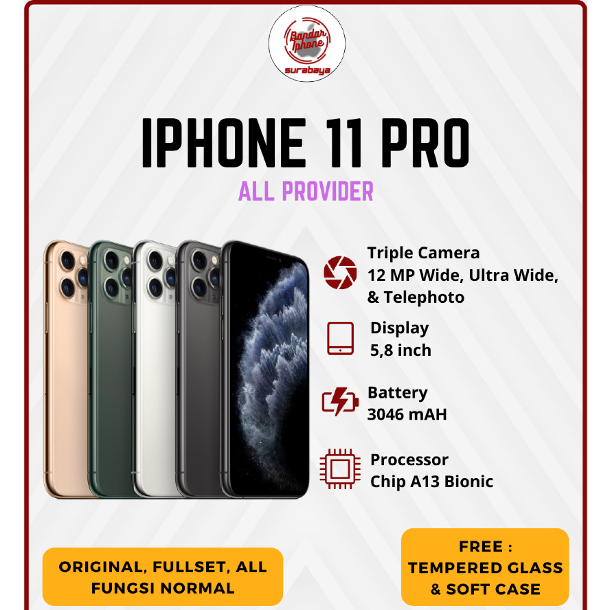 iPhone 11 Pro 64GB/128GB/256GB Fullset Second All Operator Bergaransi