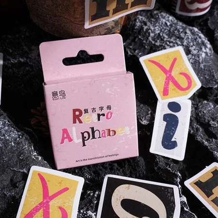 52 Pcs Retro Alphabet Sticker Jurnal Dekorasi Diary Kotak Stiker Deco DIY Scrapbook