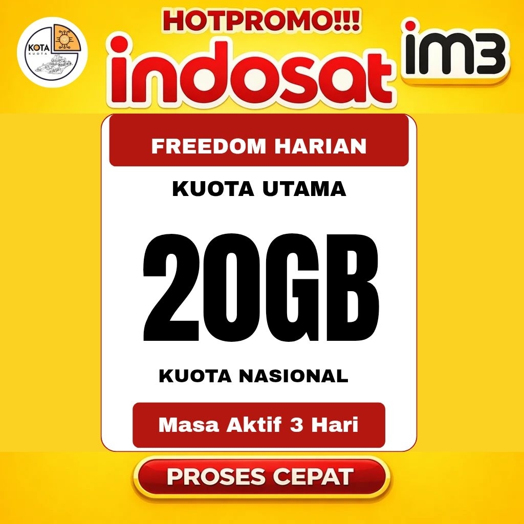 PROMO KUOTA INDOSAT MINI 20GB 3HARI PROSES CEPAT