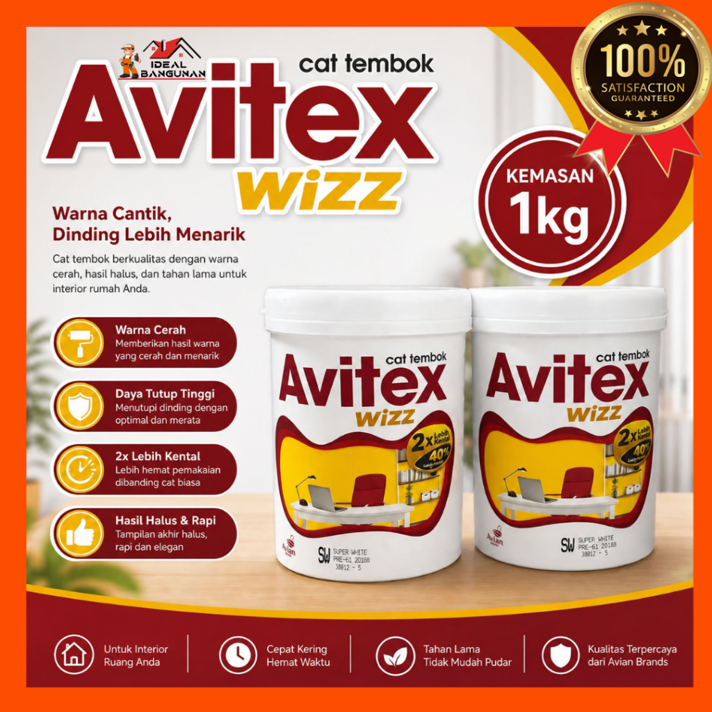 AVITEX WIZZ SW SUPER WHITE - 1 KG | AVITEX WIZZ 1 KG | CAT TEMBOK AVITEX WIZZ 1 KG | CAT TEMBOK 1 KG
