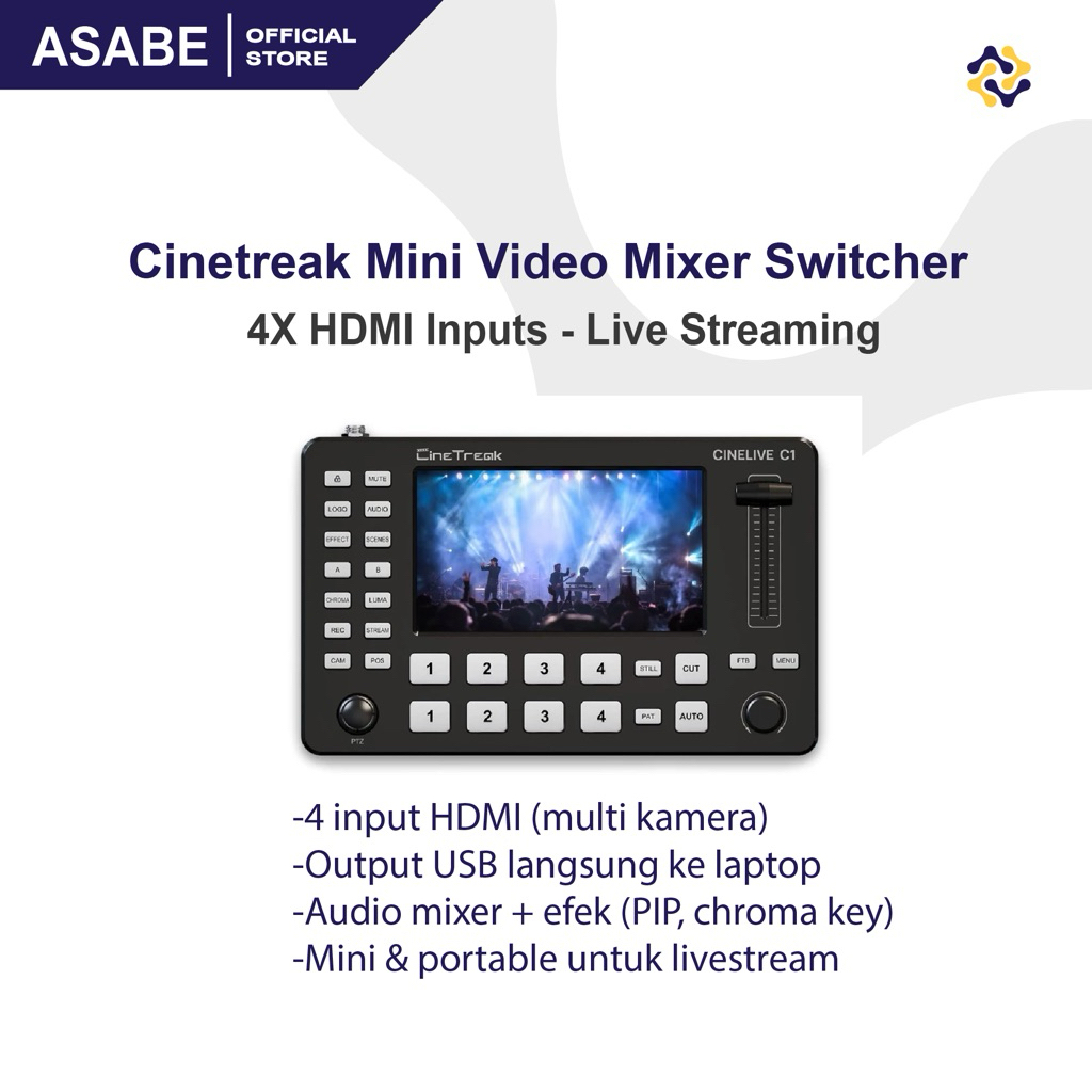 Cinetreak Mini Video Mixer Switcher 4x HDMI Inputs | Live Streaming Video Switcher | HDMI Mixer Orig