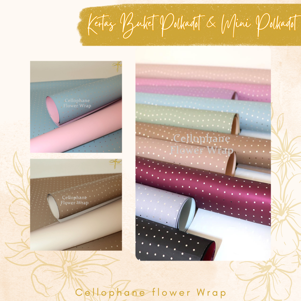 Kertas Buket Polkadot & Mini Polkadot Cellophane Flower Wrapping