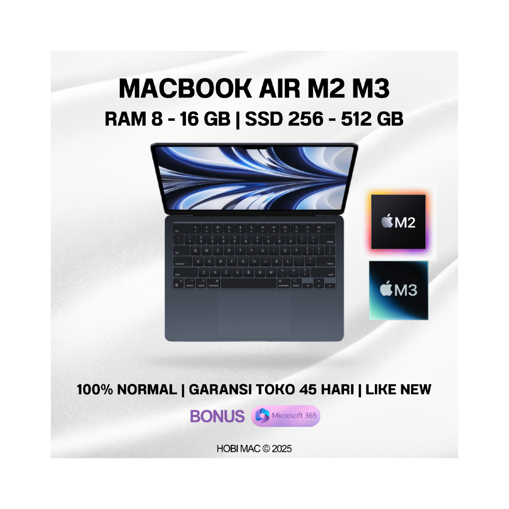 Macbook Air M2 M3 13 - 15 Inch RAM 8 - 16 GB SSD 256 - 512 GB