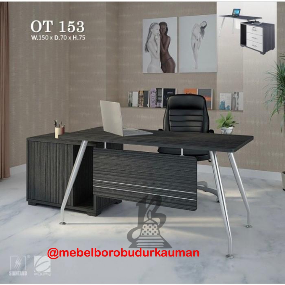 Meja Tulis kantor minimalis kaki besi-kuat kokoh-Siantano OT 153