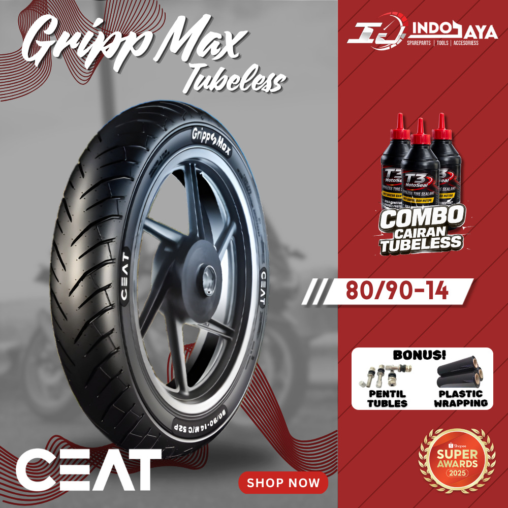 [READY COD] BAN TUBELESS CEAT GRIPP MAX R14 ( 80/90-14 ) BAN LUAR DEPAN BELAKANG RING 14 R-14 TUBLES