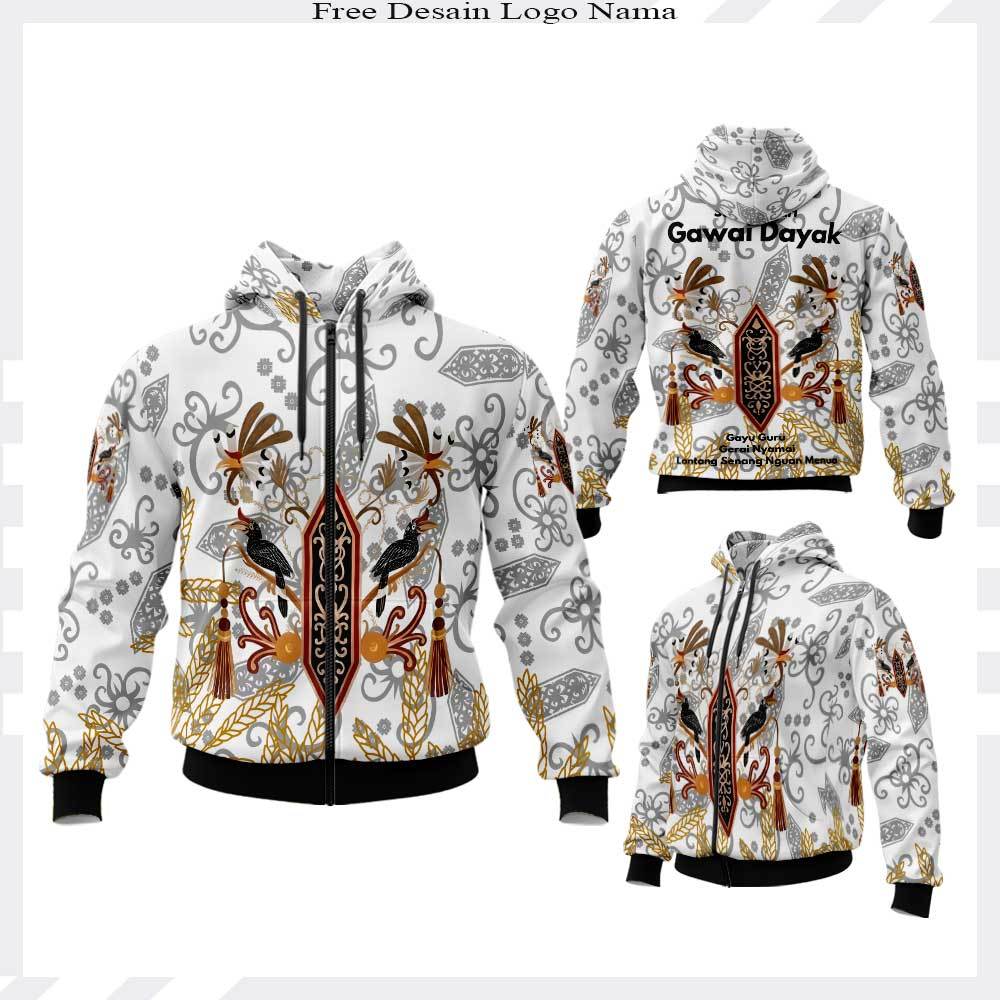 Jaket Jesey Unisex Batik Dayak Kalimantan Hari Gawai - Jaket Bomber Batik Dayak Tradisional Kalimant