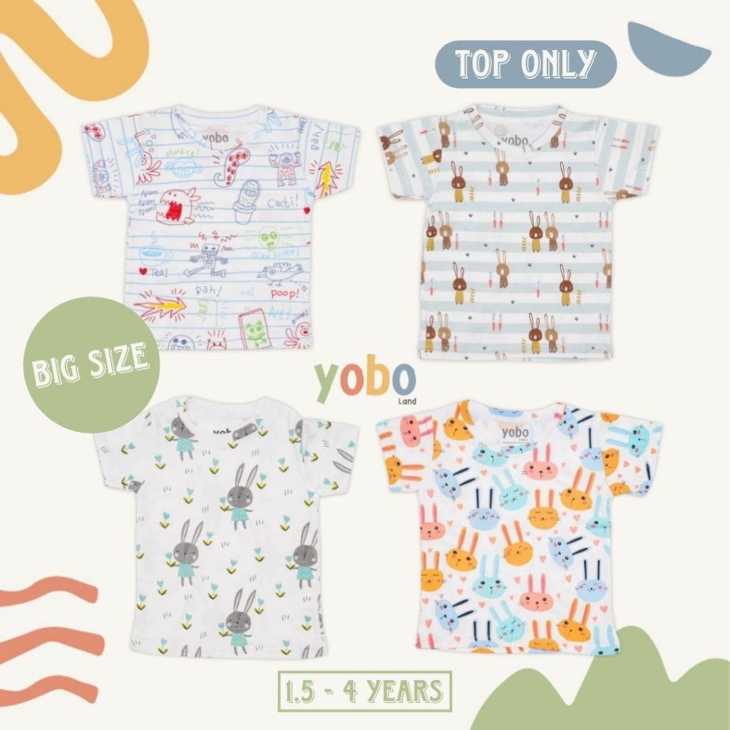 E-SHIRT (EVERYDAY T-SHIRT) YOBO | BAJU KAOS SANTAI BAYI & ANAK (SIZE BESAR)