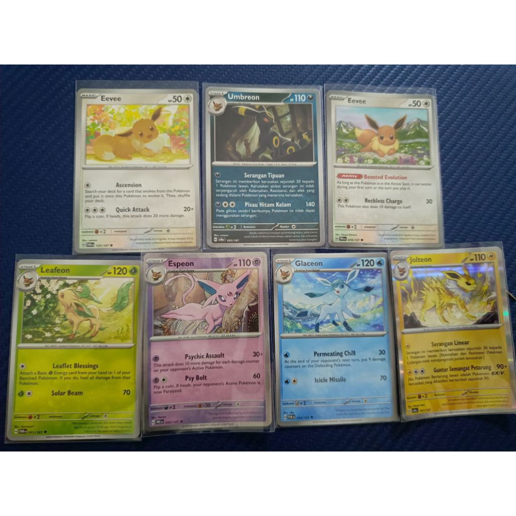 Kartu pokemon set Eevee lution 7 Pcs