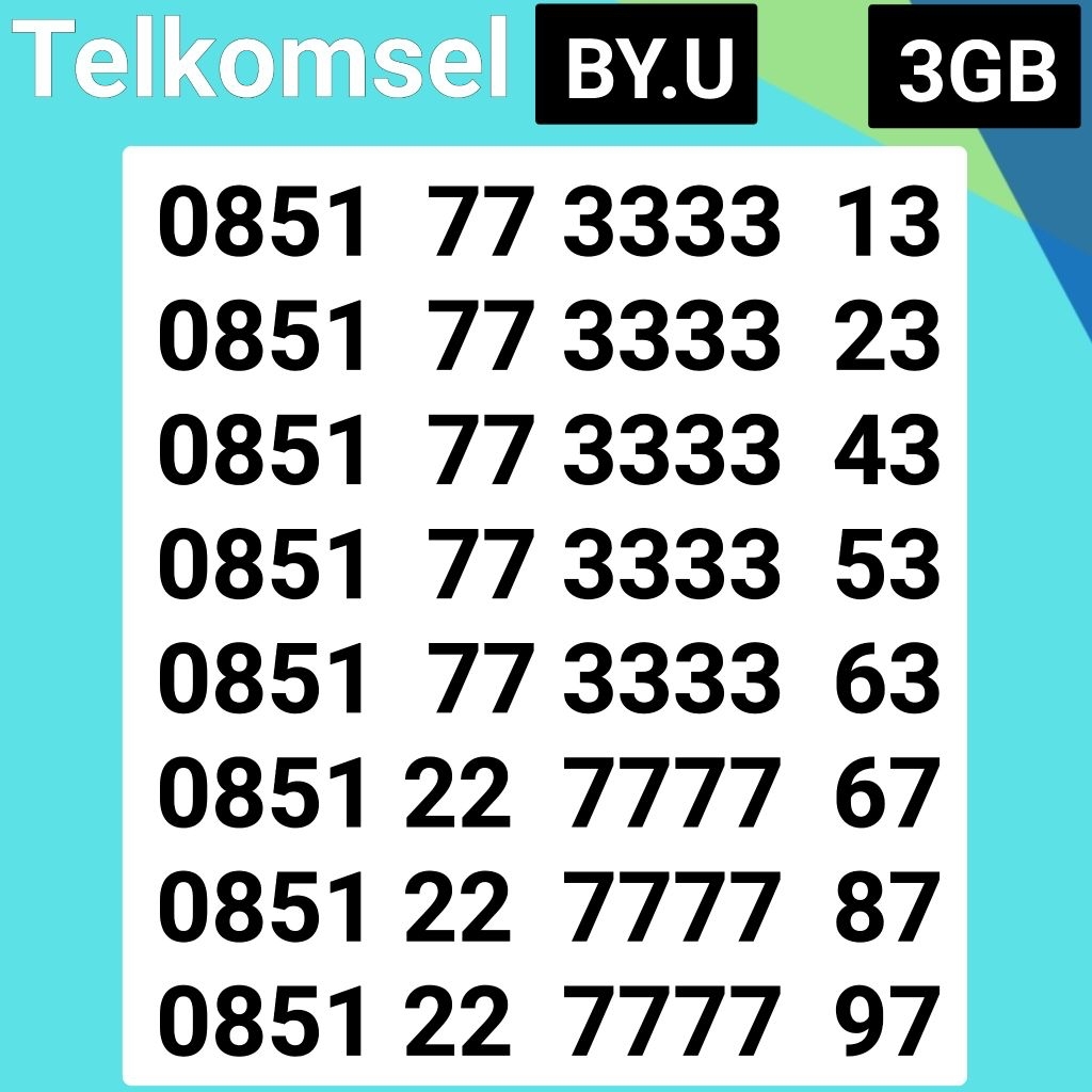 Nomor cantik Nomer Cantik By.U by.U BY.U seri kembar