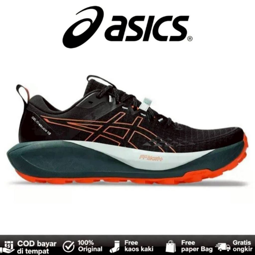 Sepatu Running Haiking ASICS GEL-Trabuco 13 Black Nova Orange