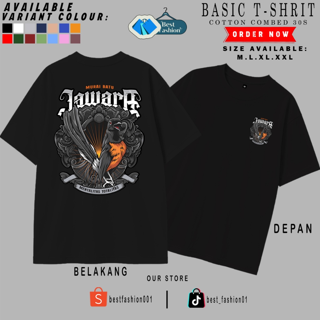 Kaos distro motif viral burung MURAI BATU JAWARA T-shirt cotton combed 30s Baju Pria