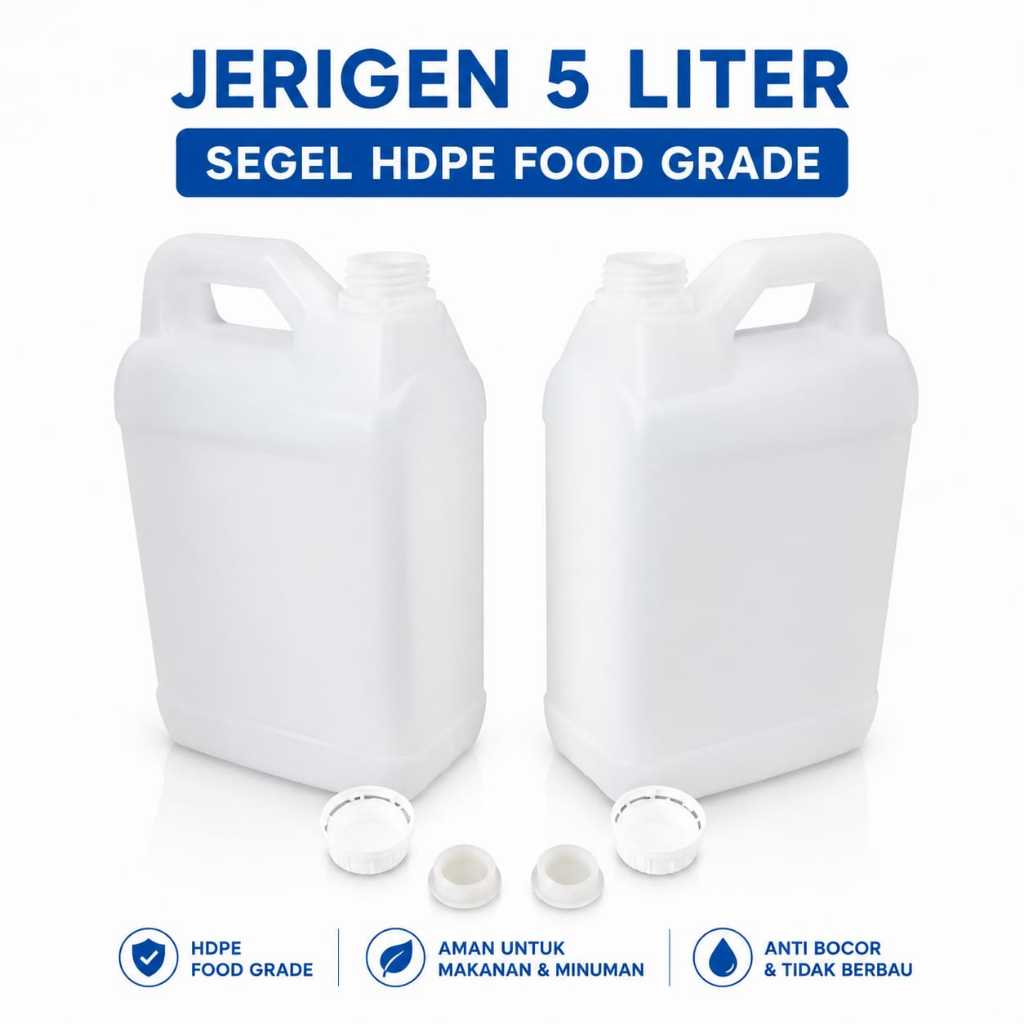 Jerigen 5 Liter Jirigen 5L Botol 5 Liter Jerigen Madu Kosong 5 Liter HDPE segel BARU FOOD GRADE + bu
