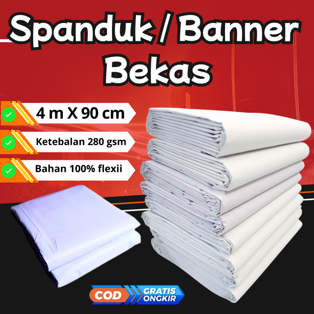 Spanduk Banner bekas / gagal cetak ukuran 4 M x 90 CM  bekas supermarket
