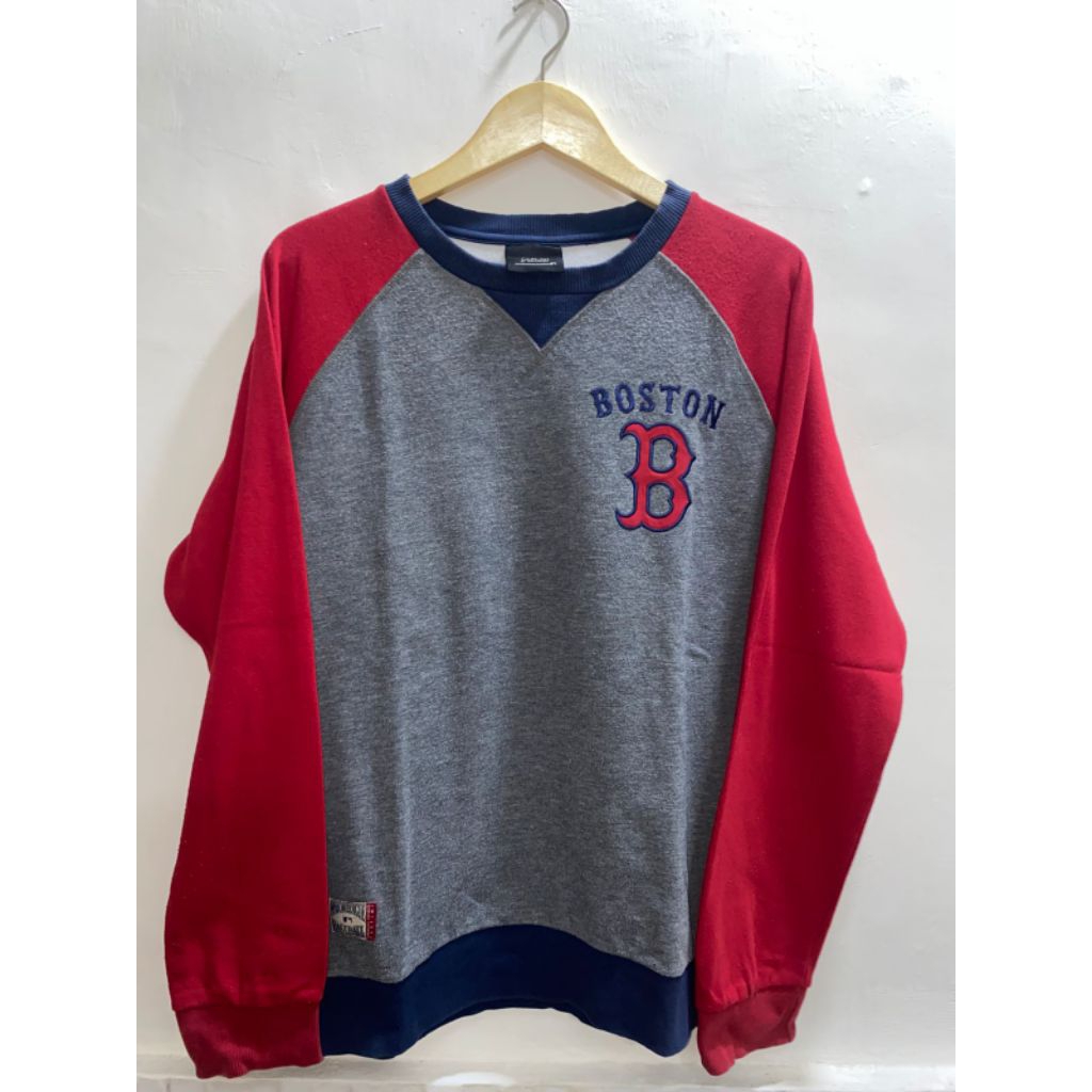 Crewneck MLB Boston Red Sox Raglan - Grey Red Navy - Vintage Style