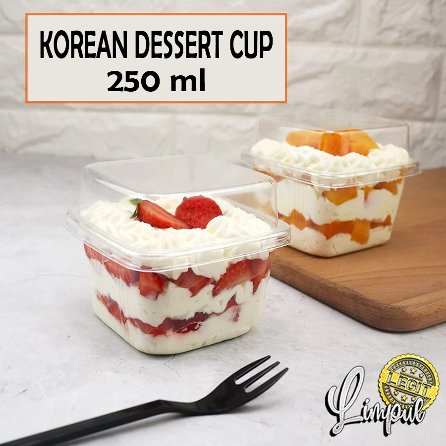 Korean Dessert Cup 250ml Wadah Dessert Premium Tiramisu Salad Mika 250 ml Jelly Puding Klapertart