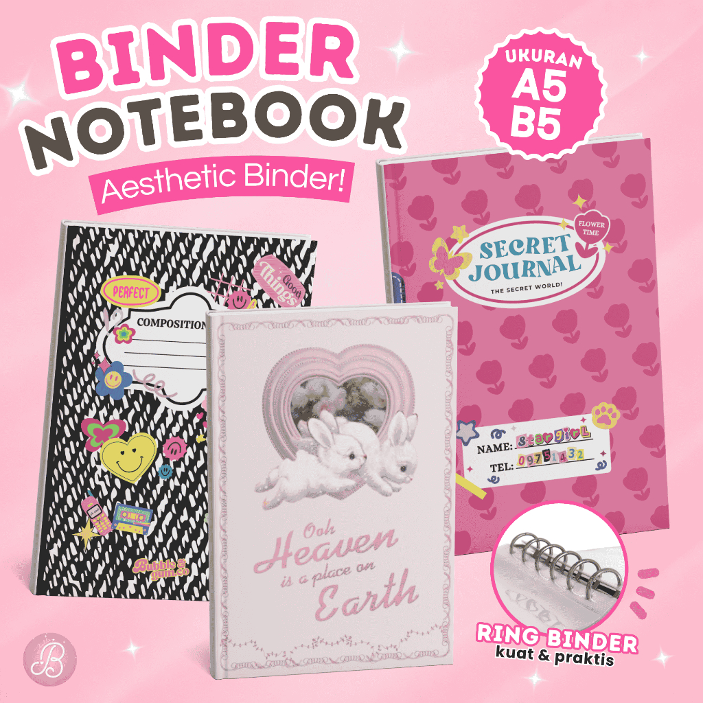 Binder Notebook Sekolah Kampus - Composition Pink Coquette A5 B5 / Binder B5 / Binder A5 / Binder Se