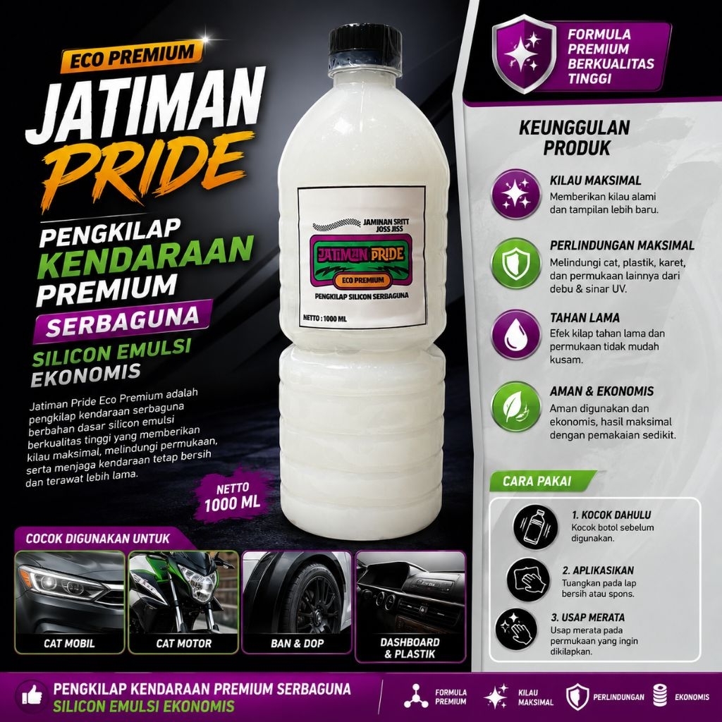 JATIMAN PRIDE SILICON PENGKILAP PREMIUM BODY & SEMIR BAN TERMURAH 1000 ML | EMULSI SILICON ORIGINAL 