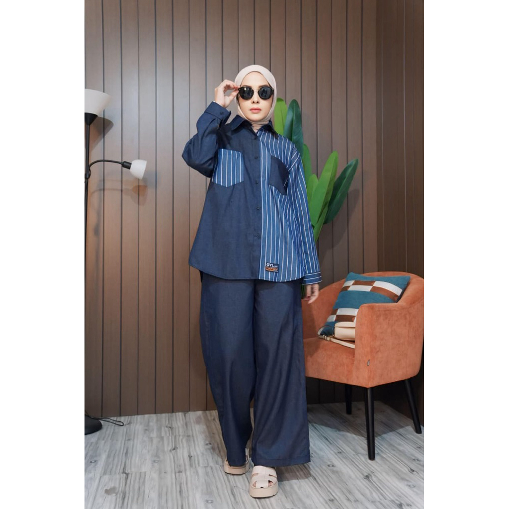 Set Kemeja Kulot Soft Jeans Denim Premium by GYL Authentic