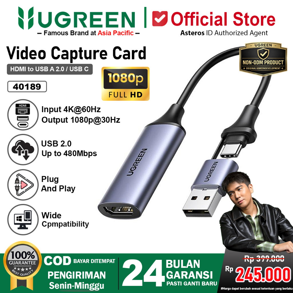 UGREEN Video Capture Card HDMI HD 4K 60Hz Mac Windows Android 40189