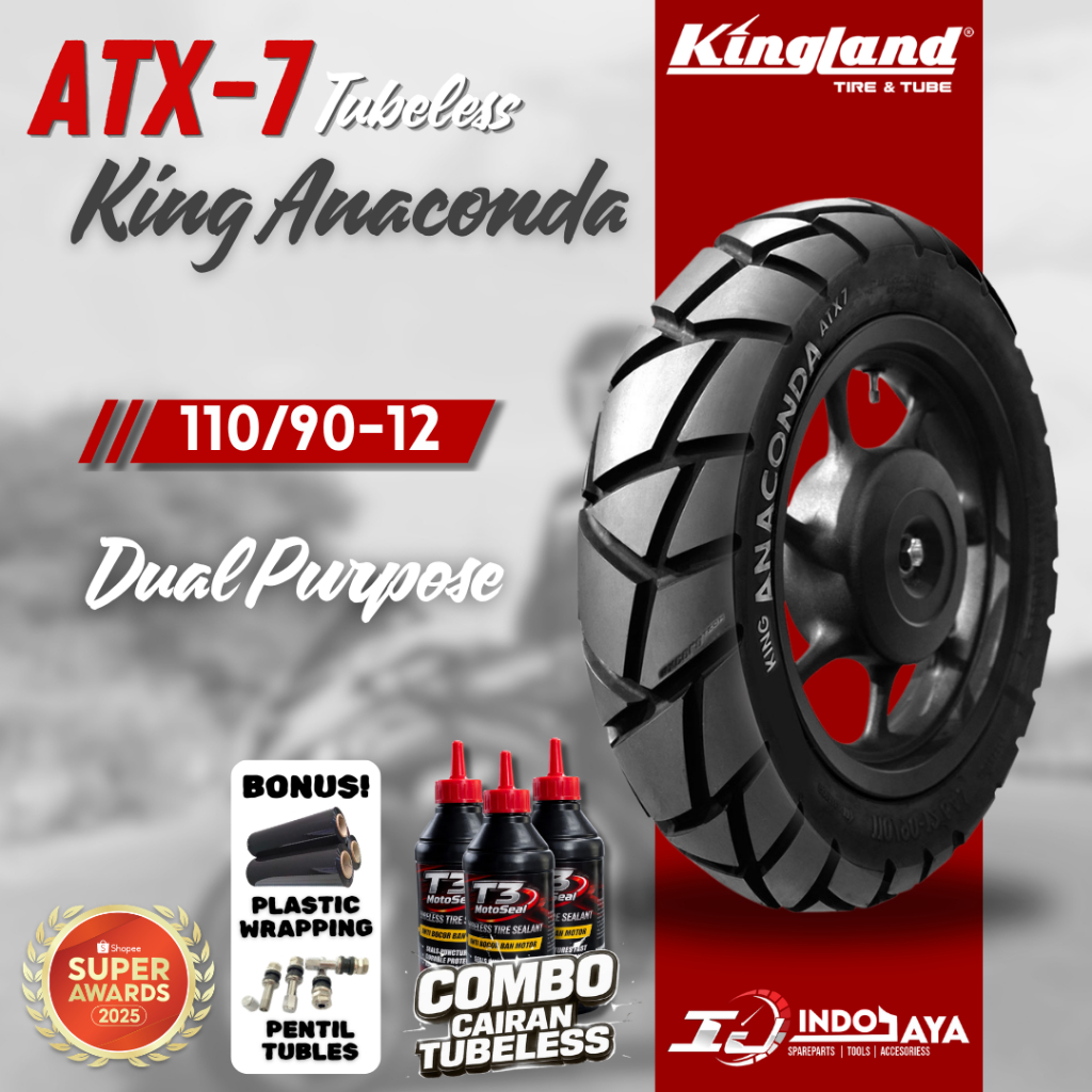 [FREE PENTIL] BAN TUBELESS SOFT COMPOUND KINGLAND RING 12 ATX7 ( 110/90-12 ) BAN BALAP RACING DEPAN 