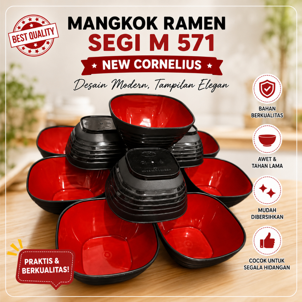 1 lusin 12 pcs MANGKOK RAMEN SEGI M 571 Mangkuk mie ramen plastik style japan mangkuk bakso soto say