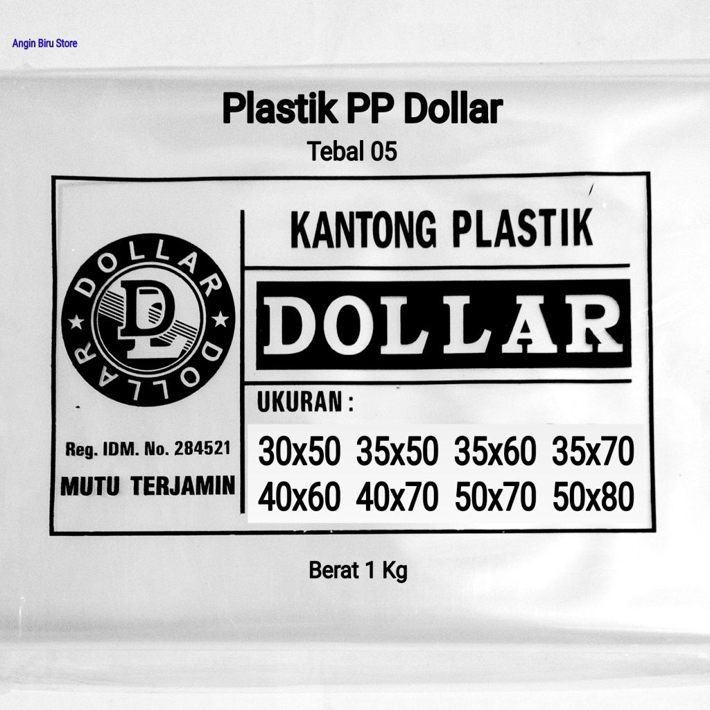 Kantong Plastik PP Dollar Bening 30x50 35x50 35x60 35x70 40x60 40x70 50x70 50x80 Tebal 05 Berat 1 Kg