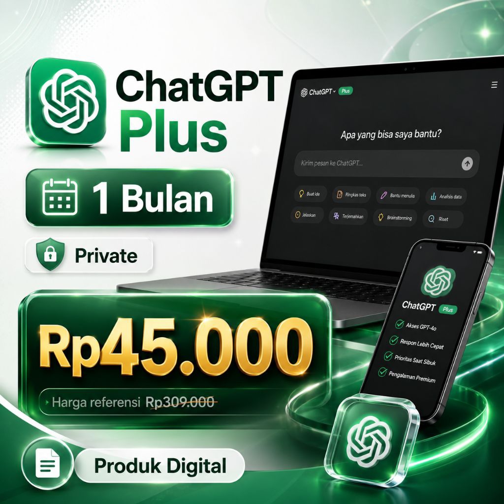 Akses ChatGPT Plus 1 Bulan Private | Produk Digital | Proses Cepat