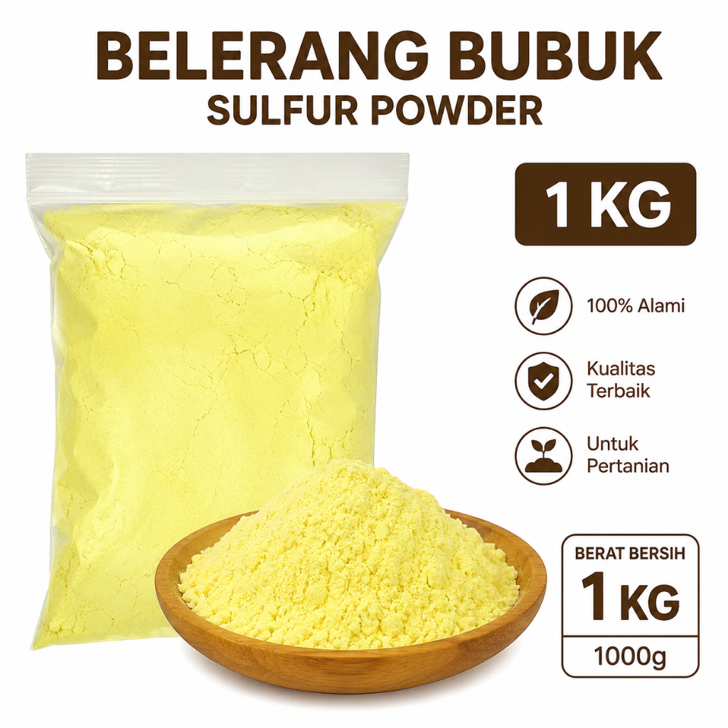 perkg BELERANG BUBUK WARNA KUNING SULFUR POWDER per kg 1kg 1 kg sulphur 1 kilo 1000g bersih alami