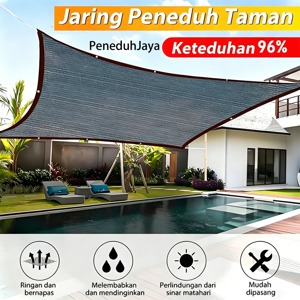 New Paranet 96% Anti Uv Jaring Peneduh Matahari Tabir Surya Hitam Tebal Tahan Panas Anti Aus Untuk K