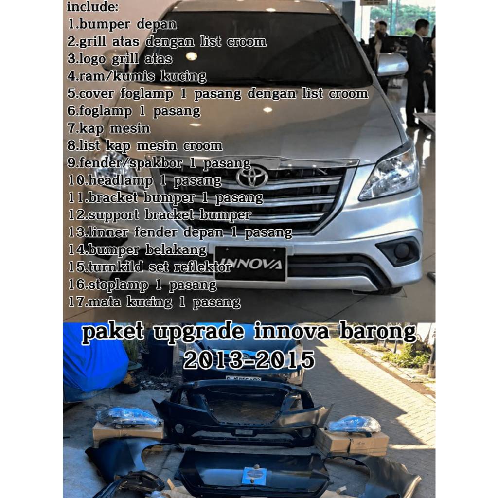 Paket Upgrade Depan & Belakang innova Lama ke Innova Barong 2013-2015