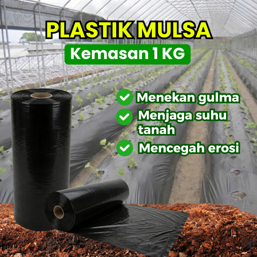 Plastik Mulsa Hitam-Perak Kemasan 1 Kg / Panjang 40 meter / Plastik Mulsa Pertanian / Plastik Mulsa 