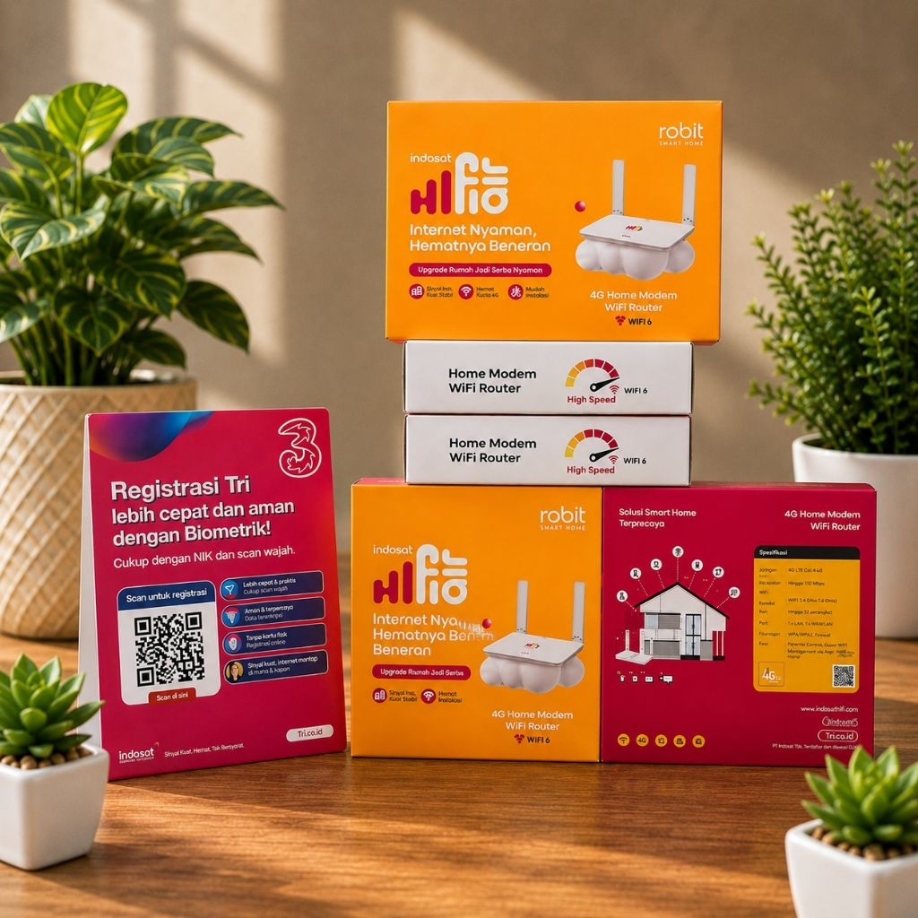 HIFI AIR INDOSAT TRI WIFI-6 BONUS 50GB/1BULAN MODEM WIFI ROUTER