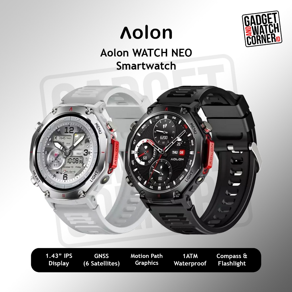 Aolon NEO 2026 Smartwatch GPS Map 1.43" GNSS Tahan Air 1ATM