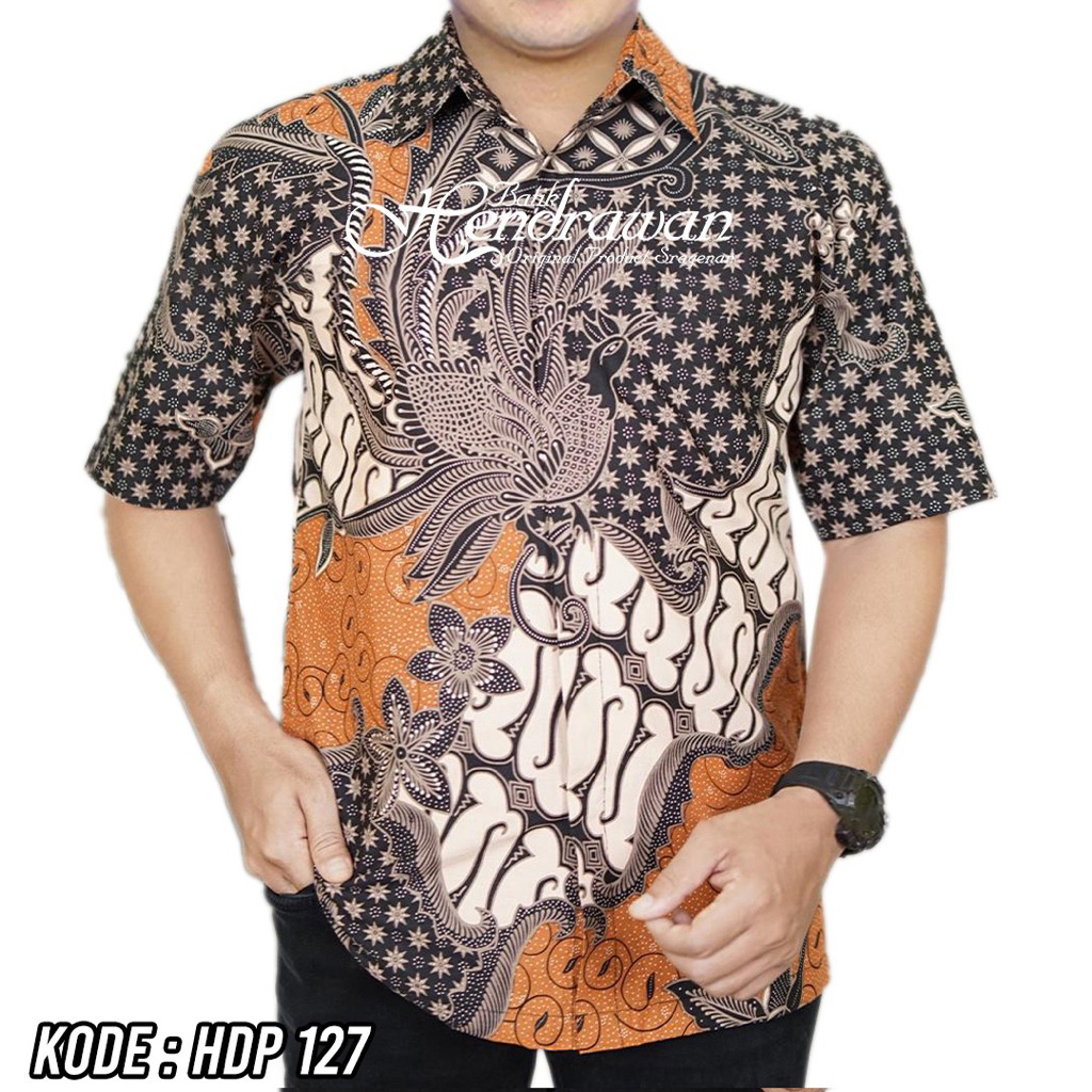 Batik Hendrawan Kemeja Batik Pria Solo Modern Lengan Pendek Lapis Furing Bahan Katun Premium HDP 127