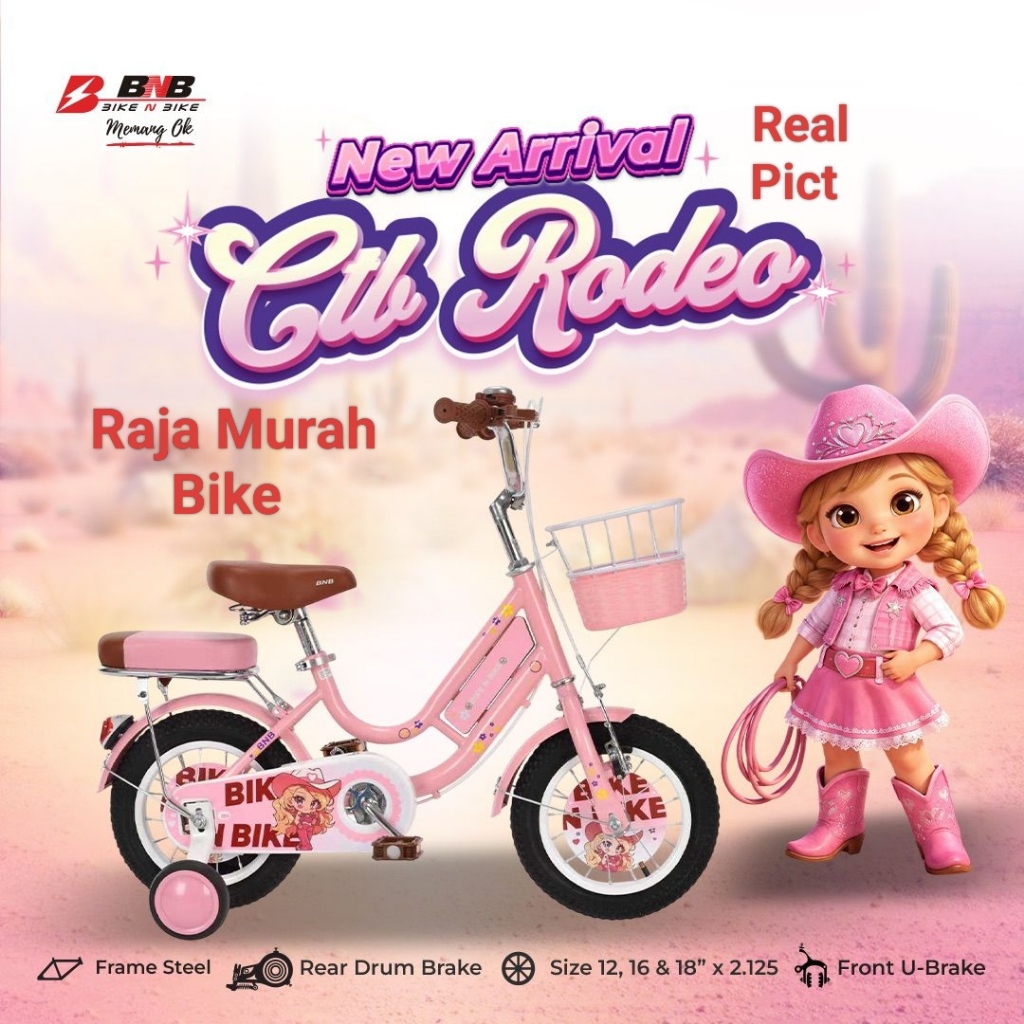 sepeda anak perempuan bnb rodeo 12 inch sepeda anak mini 12 inch bnb rodeo
